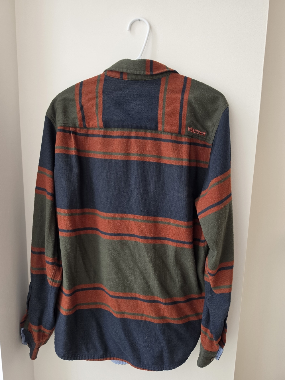Marmot Olive Navy Rust Plaid Button-Down Shirt